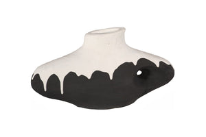 Phillips Collection Porcelain Drip Vase - Modern Minimalist Art Piece with Striking Matte Black & White Design for Elegance Wide ID120043