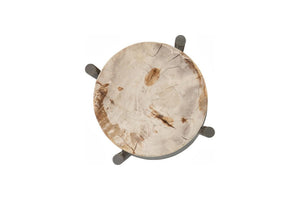 Phillips Collection Petrified Wood Side Table with Sculptural Metal Base Fossilized Grain Organic Accent Round Base Large ID121097