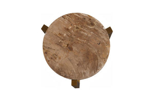 Phillips Collection Petrified Wood Side Table with Sculptural Metal Base Fossilized Grain Organic Accent Trident Base Large ID121099