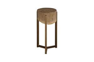 Phillips Collection Petrified Wood Side Table with Sculptural Metal Base Fossilized Grain Organic Accent Trident Base Small ID121101