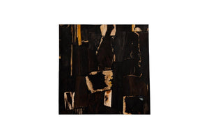 Phillips Collection Petramosaic Petrified Wood Square Coffee Table with Warm Brass Base for Modern Living ID121105