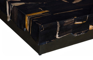 Phillips Collection Petramosaic Petrified Wood Square Coffee Table with Warm Brass Base for Modern Living ID121105