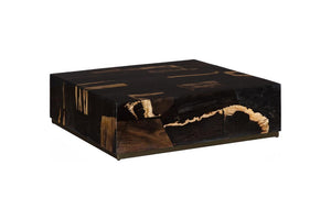 Phillips Collection Petramosaic Petrified Wood Mosaic Coffee Table with Brass Base Organic Stone Living Room ID121107
