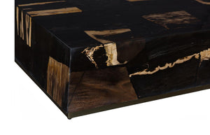 Phillips Collection Petramosaic Petrified Wood Mosaic Coffee Table with Brass Base Organic Stone Living Room ID121107