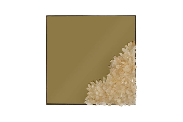 Phillips Collection Aura Natural Quartz Crystal Wall Art on Solid Brass Square Sculptural Accent Piece Lower Right ID121113