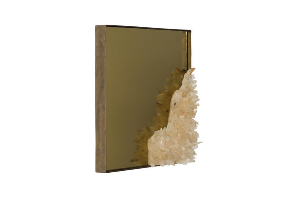 Phillips Collection Aura Natural Quartz Crystal Wall Art on Solid Brass Square Sculptural Accent Piece Lower Right ID121113