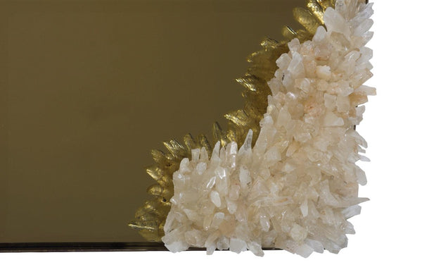 Phillips Collection Aura Natural Quartz Crystal Wall Art on Solid Brass Square Sculptural Accent Piece Lower Right ID121113