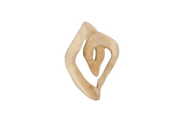 Phillips Collection Swirl Hand-Carved Teak Wood Wall Tile Bleached Sculptural Organic Decor Accent ID121300