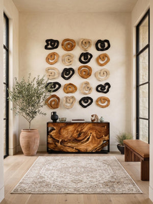 Phillips Collection Swirl Hand-Carved Teak Wood Wall Tile Bleached Sculptural Organic Decor Accent ID121300