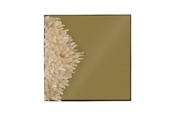 Phillips Collection Aura Natural Quartz Crystal Wall Art on Solid Brass Square Sculptural Accent Piece Left ID123263