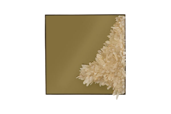 Phillips Collection Aura Natural Quartz Crystal Wall Art on Solid Brass Square Sculptural Accent Piece Right ID123265