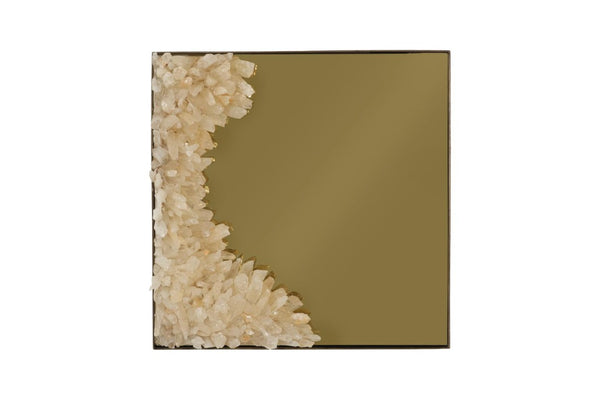 Phillips Collection Aura Natural Quartz Crystal Wall Art on Solid Brass Square Sculptural Accent Piece Concave Left ID123266