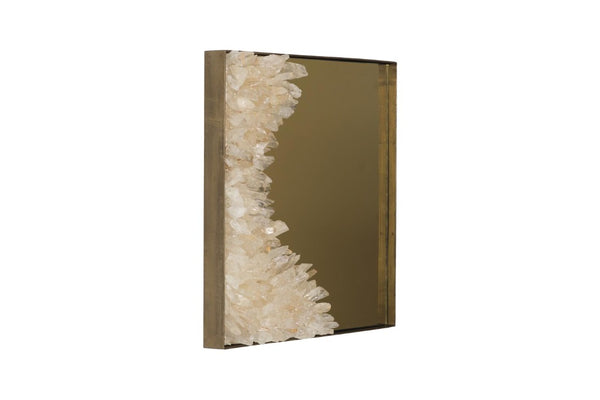 Phillips Collection Aura Natural Quartz Crystal Wall Art on Solid Brass Square Sculptural Accent Piece Concave Left ID123266