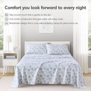 JLA Home Printed Microfiber Sheets Soft Polyester Set with Lasting Color and Wrinkle Free Comfort ID20-2609