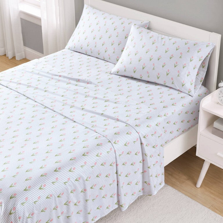 JLA Home Printed Microfiber Sheet Set Wrinkle Resistant Soft Polyester Bedding OEKO-TEX ID20-2614