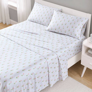 JLA Home Printed Microfiber Sheet Set Wrinkle Resistant Soft Polyester Bedding OEKO-TEX ID20-2614