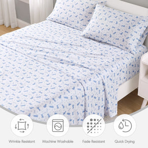 JLA Home Printed Microfiber Sheet Set Soft Wrinkle Free Polyester Bedding OEKO-TEX Certified ID20-2616