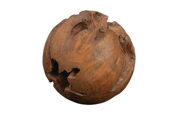 Phillips Collection Teak Wood Ball - Large Decorative Sculpture for Modern Organic Décor in Warm Brown Finish, 20" ID53976