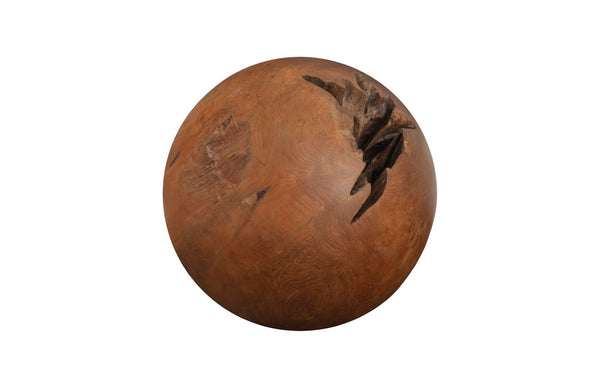 Phillips Collection Teak Wood Ball - Medium Decorative Sphere for Home Decor, Unique Hand-Carved Natural Accent Piece ID53977