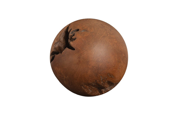 Phillips Collection Teak Wood Ball - Medium Decorative Sphere for Home Decor, Unique Hand-Carved Natural Accent Piece ID53977