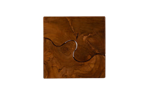 Phillips Collection Teak Slice Stool - Handcrafted Square Design, Eco-friendly Teak Wood, Perfect For Modern Spaces Brown Wood Id65137