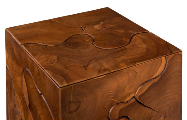 Phillips Collection Teak Slice Stool - Handcrafted Square Design, Eco-friendly Teak Wood, Perfect For Modern Spaces Brown Wood Id65137