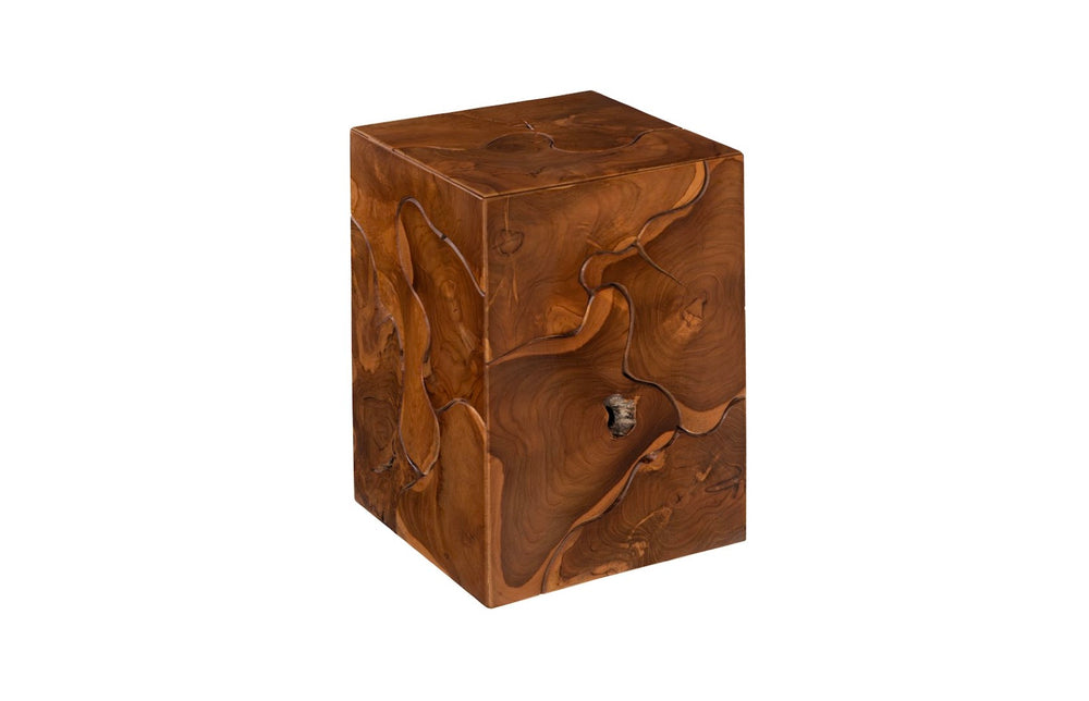 Phillips Collection Teak Slice Stool - Handcrafted Square Design, Eco-friendly Teak Wood, Perfect For Modern Spaces Brown Wood Id65137