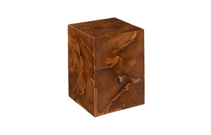 Phillips Collection Teak Slice Stool - Handcrafted Square Design, Eco-friendly Teak Wood, Perfect For Modern Spaces Brown Wood Id65137