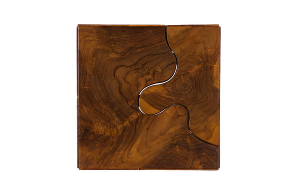 Phillips Collection Teak Slice Pedestal – Handcrafted Solid Wood Accent for Modern and Rustic Home Decor Display Square, SM ID65138