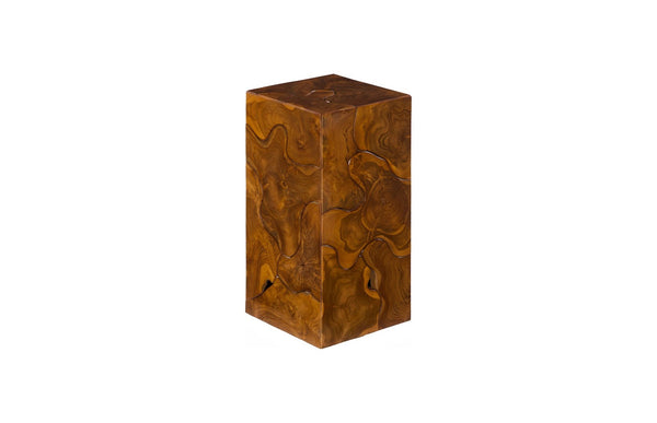 Phillips Collection Teak Slice Pedestal – Handcrafted Solid Wood Accent for Modern and Rustic Home Decor Display Square, SM ID65138