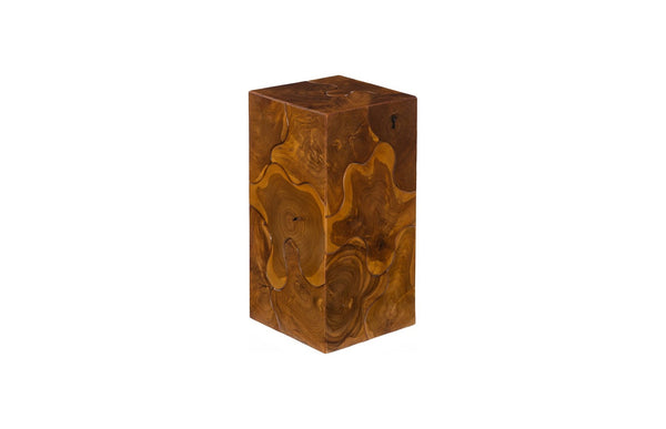 Phillips Collection Teak Slice Pedestal – Handcrafted Solid Wood Accent for Modern and Rustic Home Decor Display Square, SM ID65138