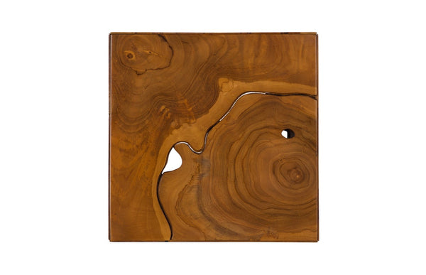 Phillips Collection Teak Slice Pedestal – Handcrafted Solid Wood Accent for Modern and Rustic Home Decor Display Square, MD ID65139