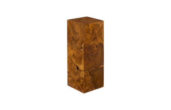 Phillips Collection Teak Slice Pedestal – Handcrafted Solid Wood Accent for Modern and Rustic Home Decor Display Square, MD ID65139