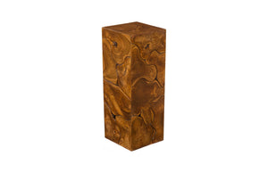 Phillips Collection Teak Slice Pedestal – Handcrafted Solid Wood Accent for Modern and Rustic Home Decor Display Square, MD ID65139