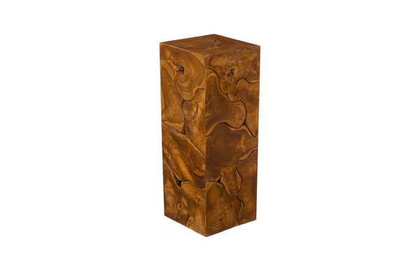 Phillips Collection Teak Slice Pedestal – Handcrafted Solid Wood Accent for Modern and Rustic Home Decor Display Square, MD ID65139
