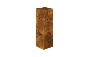 Phillips Collection Teak Slice Pedestal – Handcrafted Solid Wood Accent for Modern and Rustic Home Decor Display Square, LG ID65140