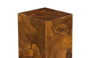 Phillips Collection Teak Slice Pedestal – Handcrafted Solid Wood Accent for Modern and Rustic Home Decor Display Square, LG ID65140