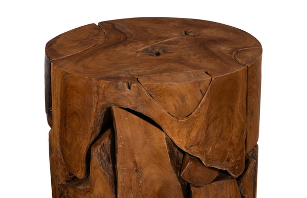 Phillips Collection Teak Round Chunk Stool - Handcrafted Solid Wood Accent for Modern, Rustic & Industrial Decor ID65141