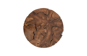 Phillips Collection Teak Round Coffee Table - Unique Handcrafted Solid Wood, Rustic Mosaic Design for Modern Interiors ID65143