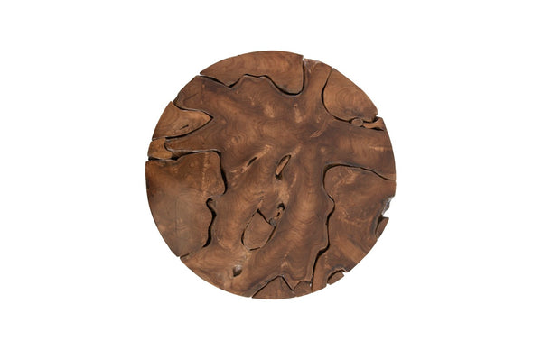 Phillips Collection Teak Round Coffee Table - Unique Handcrafted Solid Wood, Rustic Mosaic Design for Modern Interiors ID65143