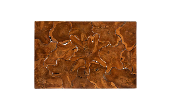 Phillips Collection Teak Slice Coffee Table - Handcrafted Reclaimed Wood with Modern Stainless Steel Base for Elegance Rectangle ID65144