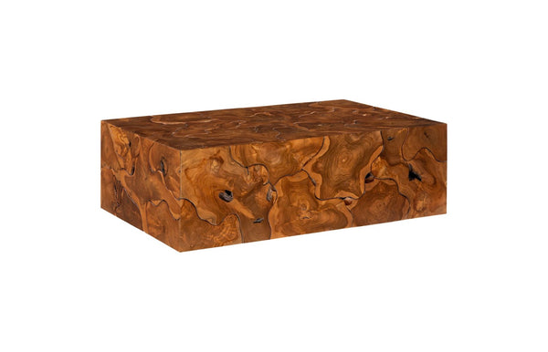 Phillips Collection Teak Slice Coffee Table - Handcrafted Reclaimed Wood with Modern Stainless Steel Base for Elegance Rectangle ID65144