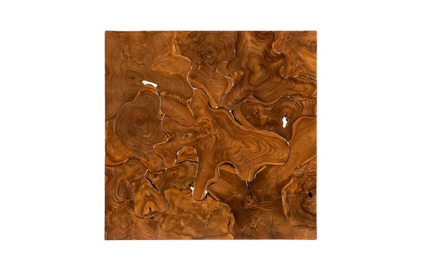 Phillips Collection Teak Slice Coffee Table - Handcrafted Reclaimed Wood with Modern Stainless Steel Base for Elegance Square ID65145
