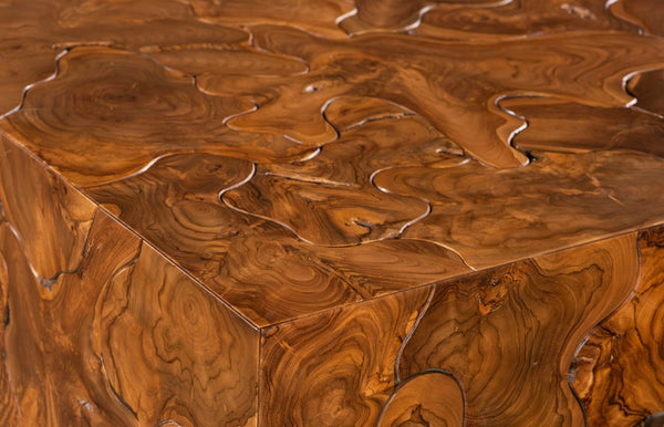 Phillips Collection Teak Slice Coffee Table - Handcrafted Reclaimed Wood with Modern Stainless Steel Base for Elegance Square ID65145