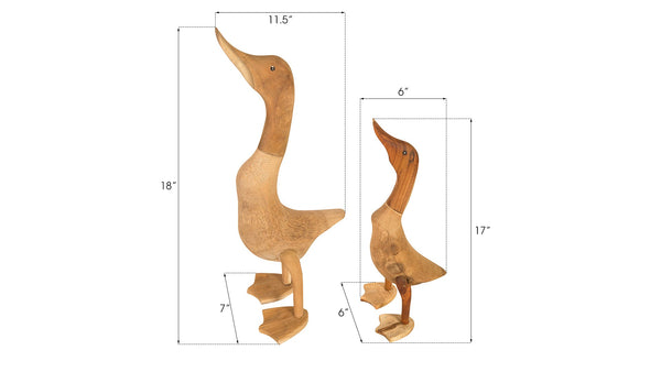 Phillips Collection Wood Duck Sculptures Set Of 2 - Charming Chamcha Wood Accents For Modern Organic Home Decor Brown Wood ,Chamcha Wood Id65149