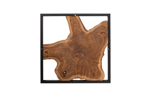 Phillips Collection Framed Slice Wall Tile - Teak Wood Art In Modern Black Frame For Elegant Home Décor Enhancements Brown Wood ,Teak Id65155