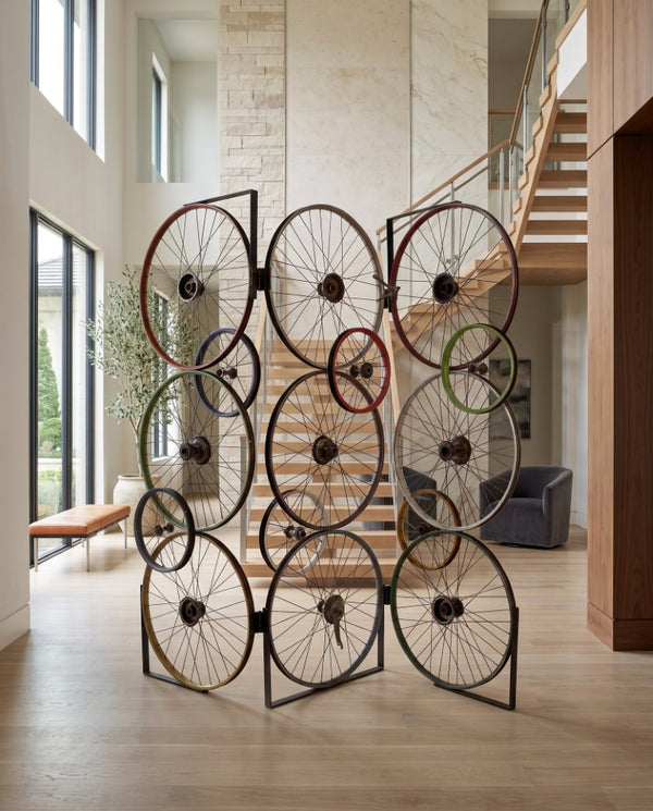 Phillips Collection Bicycle Wheel Reclaimed Metal Wall Screen Room Divider Artisan Industrial Loft Decor ID66016