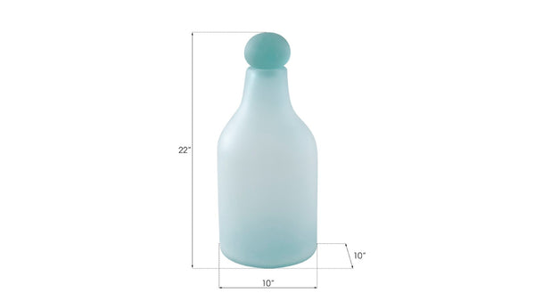 Phillips Collection Frosted Glass Bottle - Modern Turquoise Decorative Accent for Home Décor and Stylish Displays Medium ID66324
