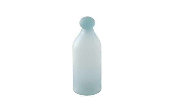 Phillips Collection Frosted Turquoise Lidded Glass Bottle Sculptural Decor for Shelves and Kitchen Vignettes 9 x 9 x 20 ID66325