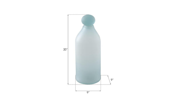Phillips Collection Frosted Turquoise Lidded Glass Bottle Sculptural Decor for Shelves and Kitchen Vignettes 9 x 9 x 20 ID66325